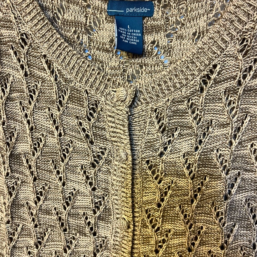Parkside szL shades of brown knit buttoned down cardigan sweater.